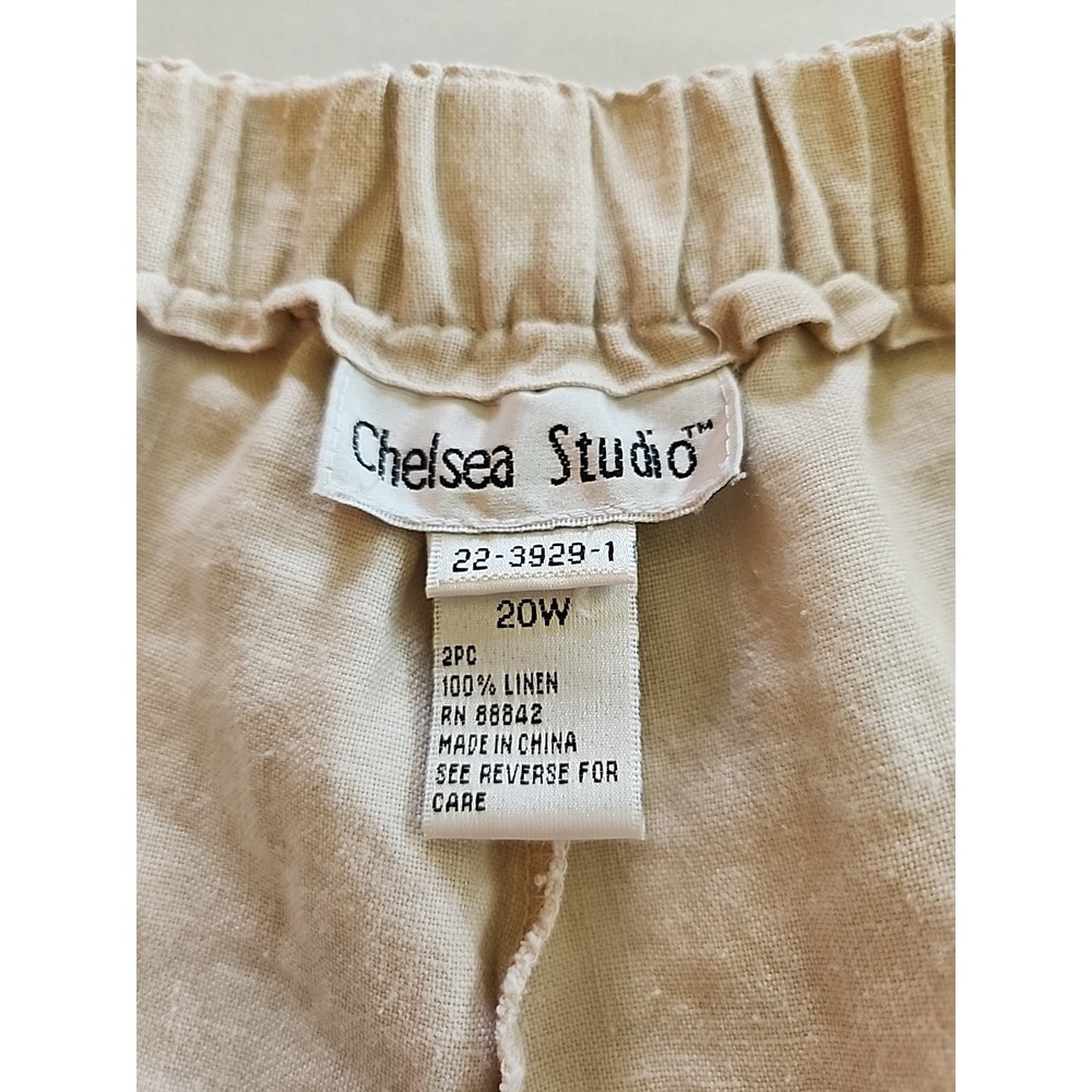 Chelsea Studio Womens Linen Wide Leg Pants Sz 20 Ivory Beachy Resort Lagenlook - Picture 5 of 10